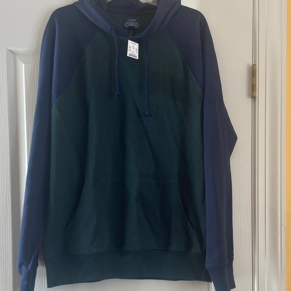 J. Crew Navy and Forest Green Hoodie